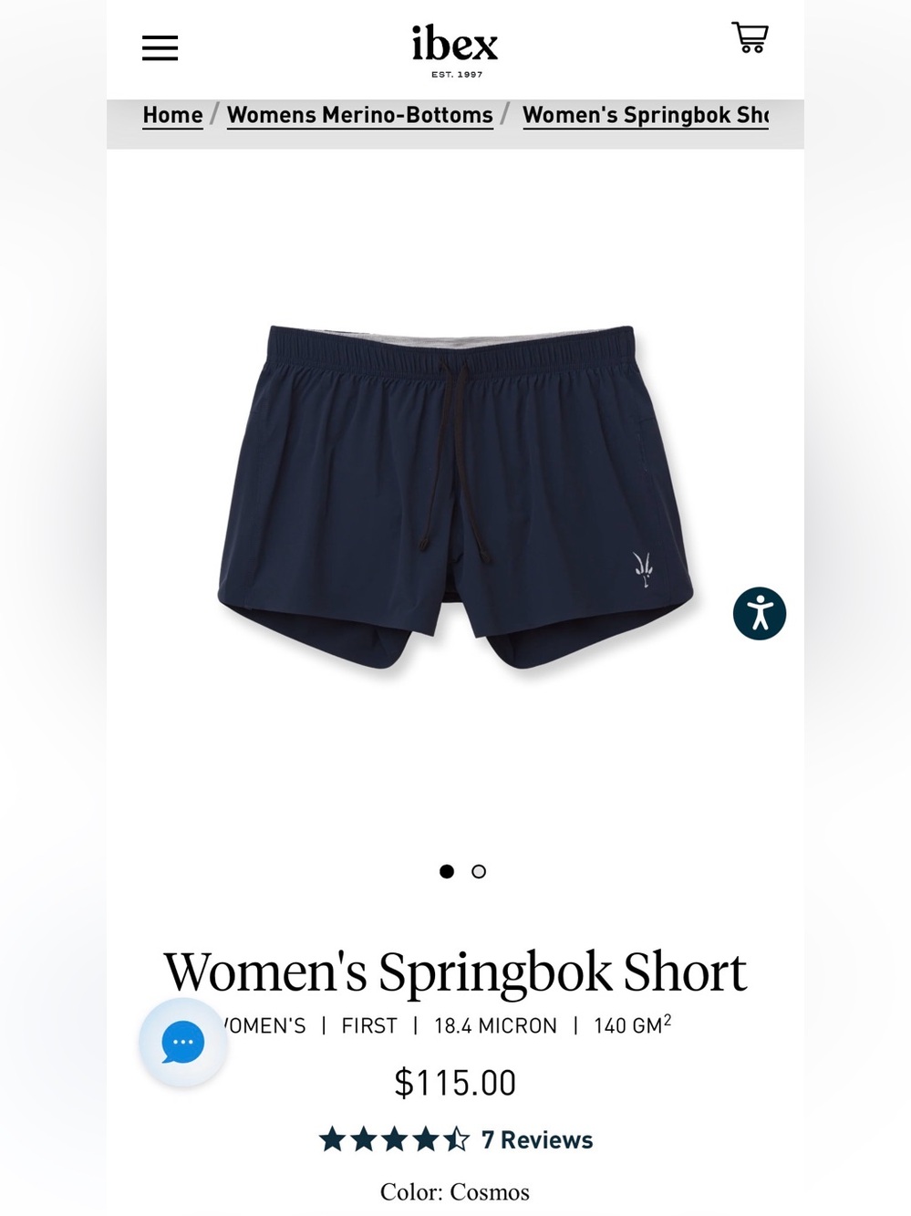 ibex Women’s Navy Athletic Running Shorts size M
